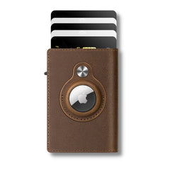 AirTag Trackable Leather Wallet | RFID Blocking | 1-14 Cards Storage | dark brown