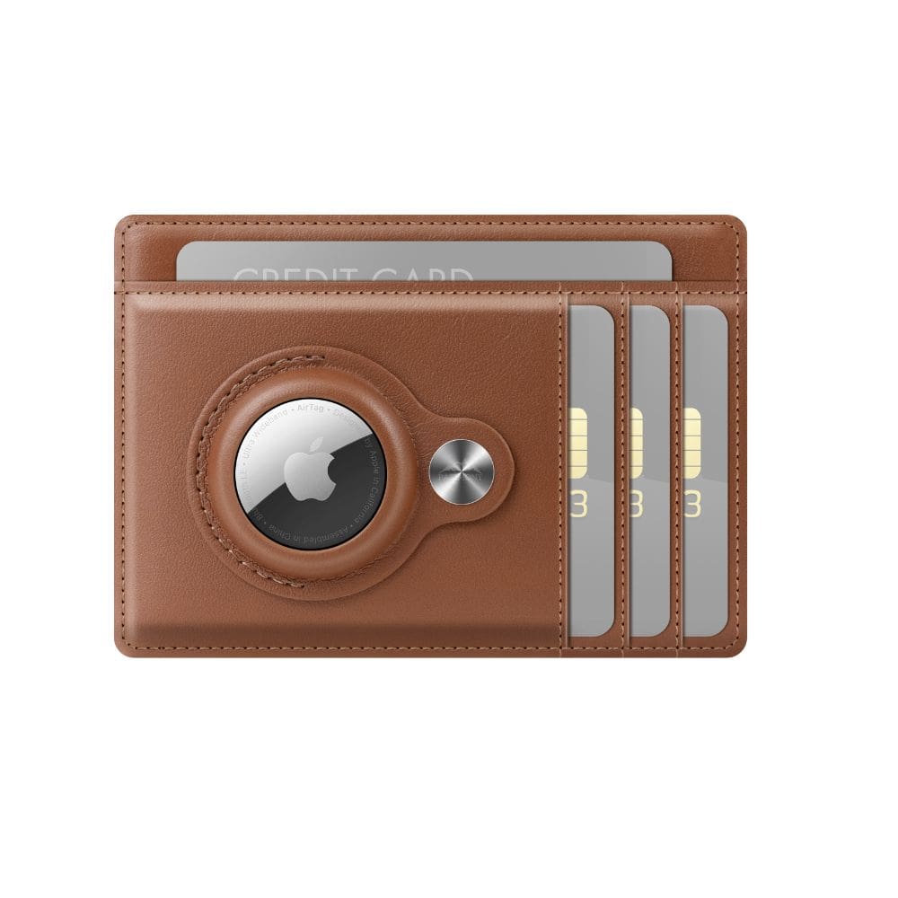 AirTag Leather Wallet | RFID Blocking | 1-10 Cards Storage | dark brown