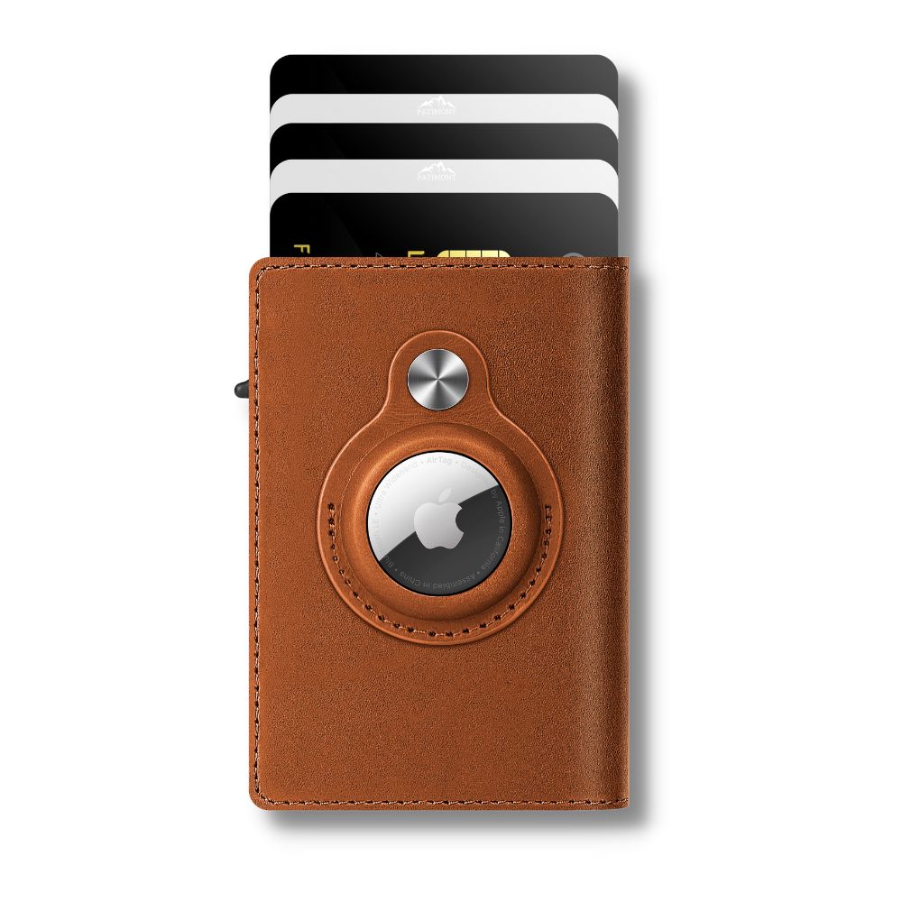 AirTag Trackable Leather Wallet | RFID Blocking | 1-14 Cards Storage | light brown