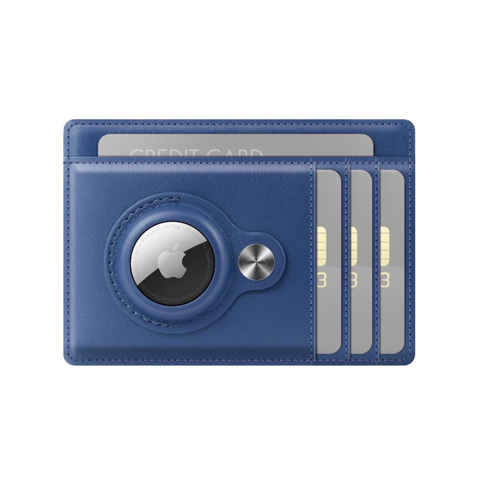 AirTag Leather Wallet | RFID Blocking | 1-10 Cards Storage | blue