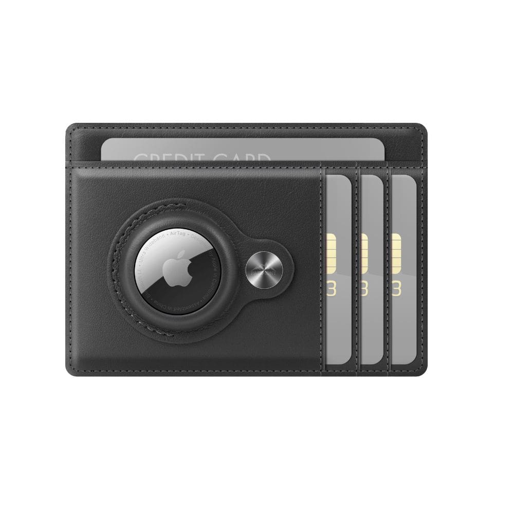 AirTag Leather Wallet | RFID Blocking | 1-10 Cards Storage | Black