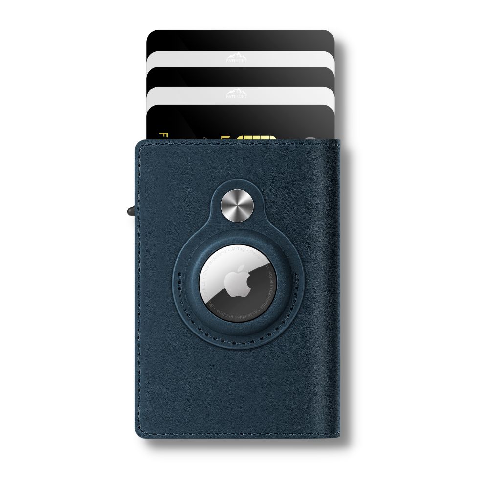 AirTag Trackable Leather Wallet | RFID Blocking | 1-14 Cards Storage | blue